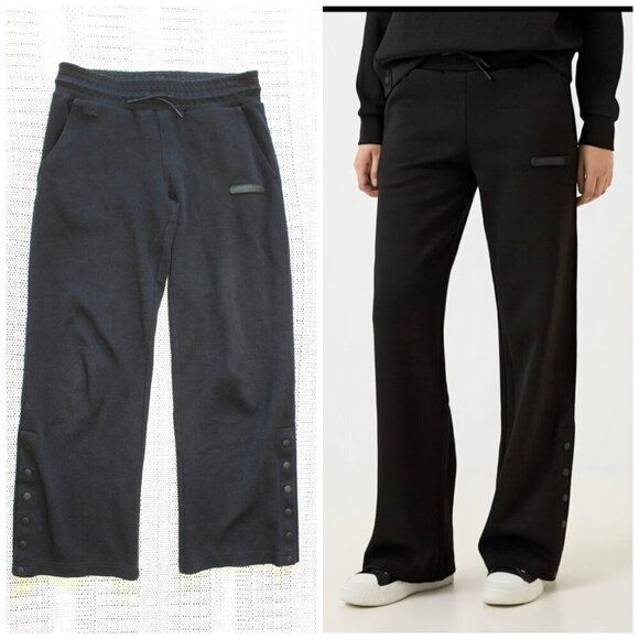 Lacoste Black Women's sweatpants Size 38 Drawcord Pockets Relax Fit Snap buttons - Picture 1 of 13